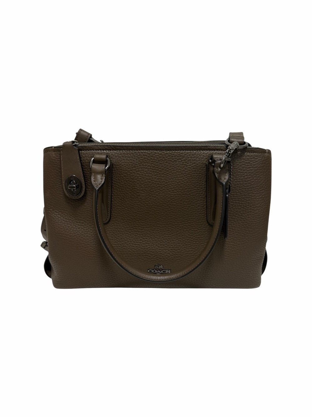 Coach Pebbled Mocha Leather Satchel Handbag